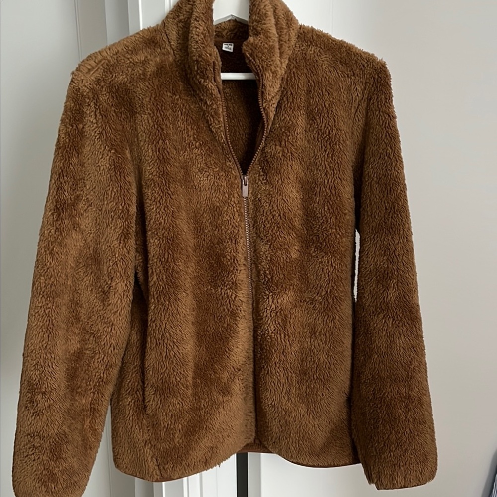 Uniqlo Teddy Jacket Brown Plush Sherpa